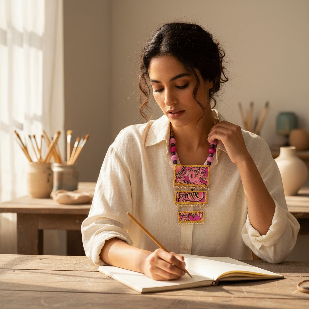 Apsara Hand-Painted Necklace