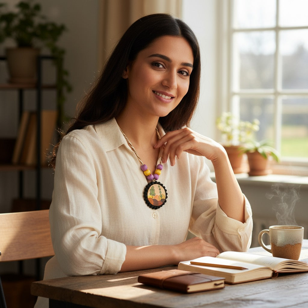 Brukhya Hand-painted Necklace