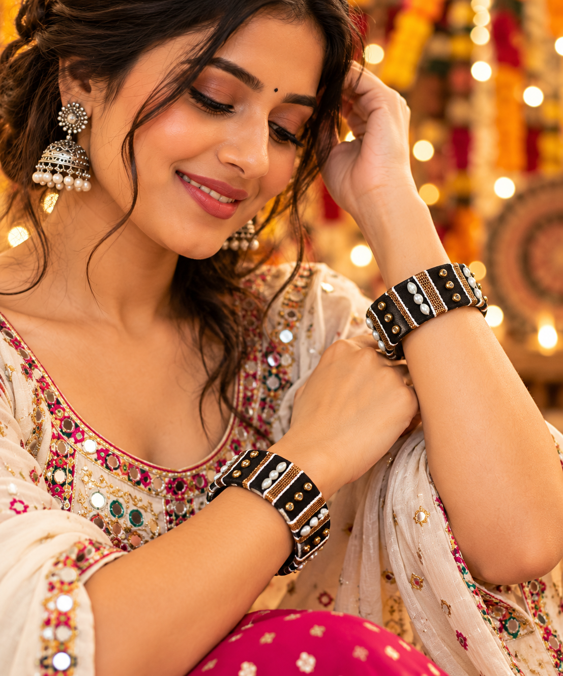 Pearl Bloom Fabric Bangles