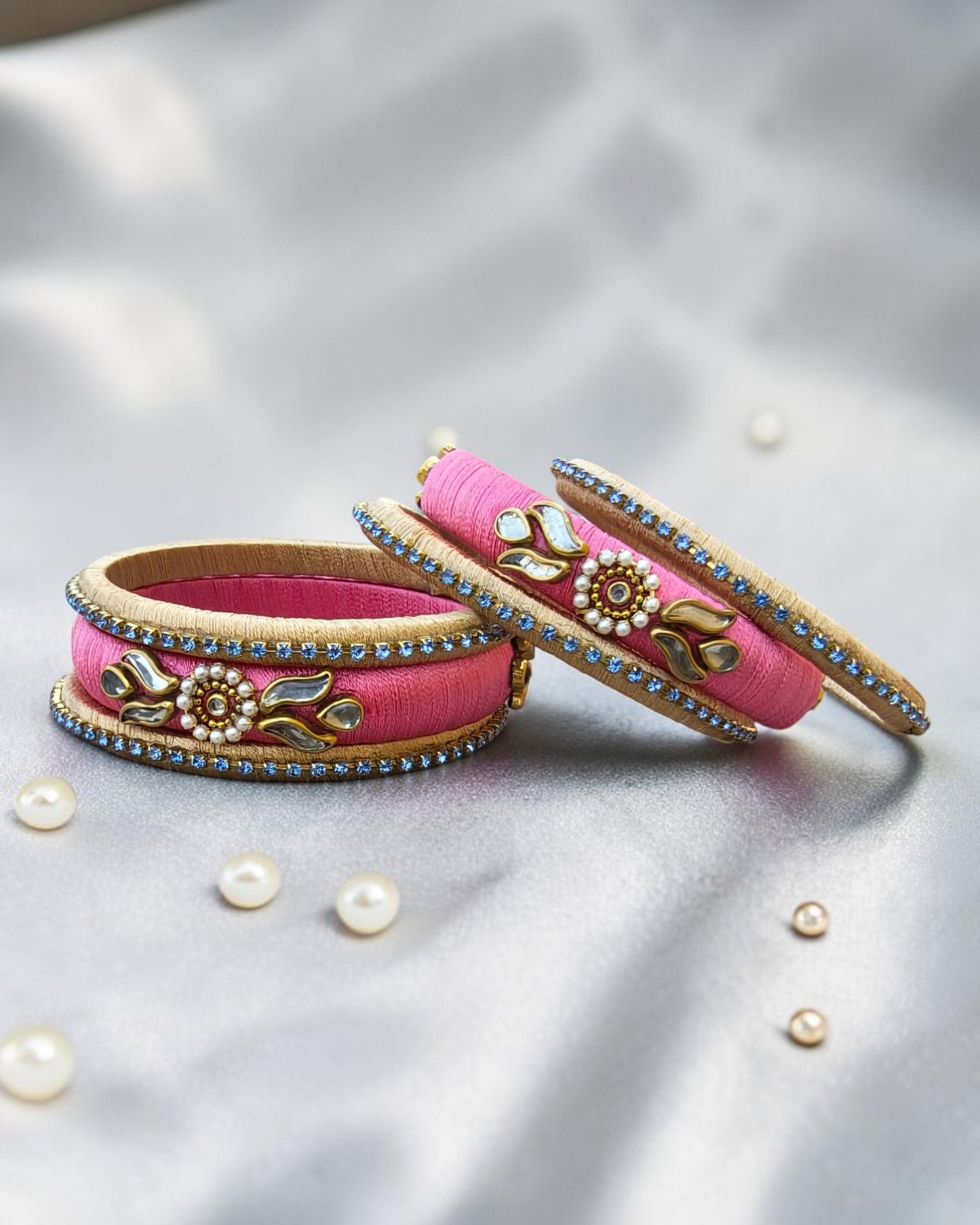 Gulabi Neelam Stack Bangles