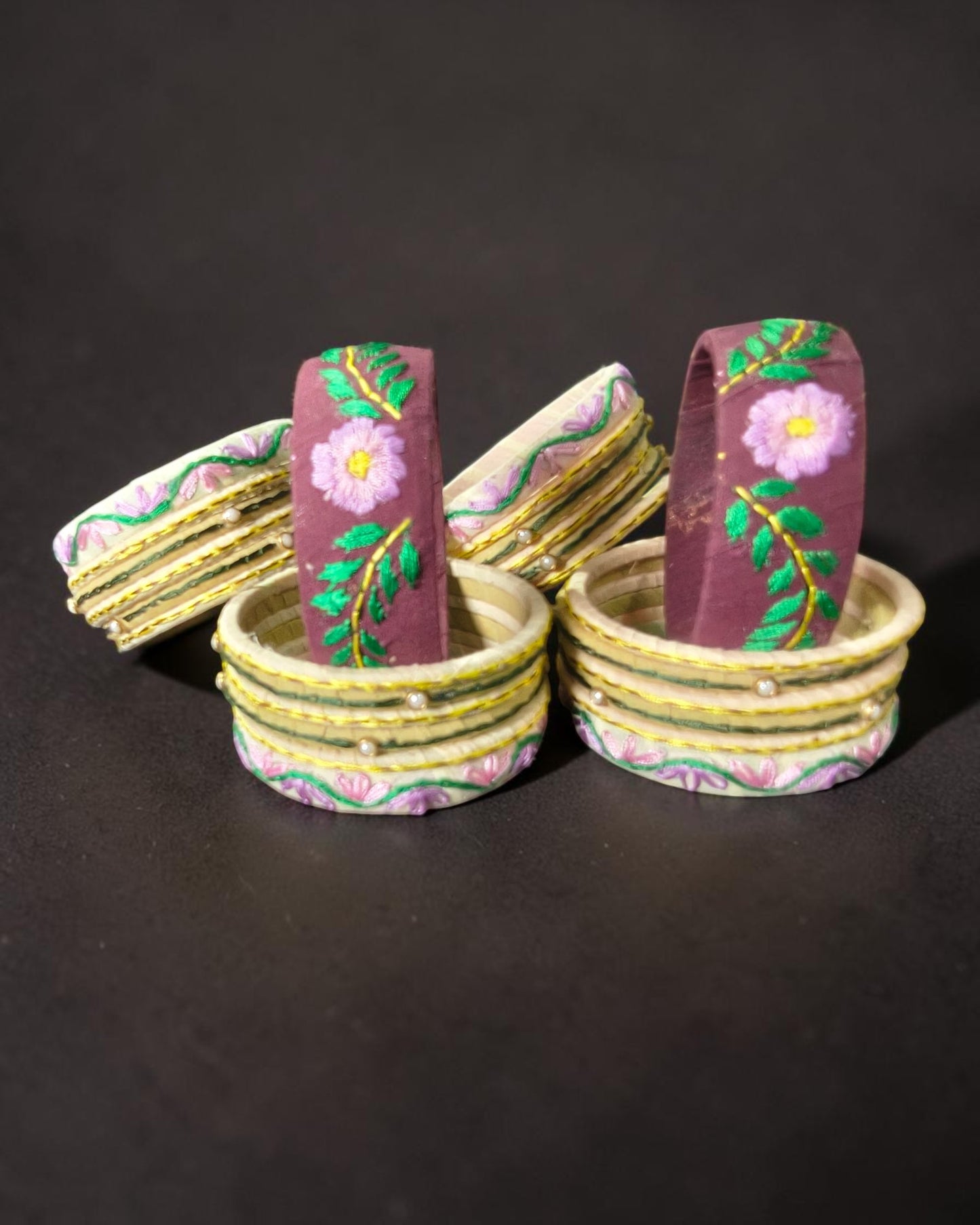 Gulbahaar Hand-Embroidered Fabric Bangle Set