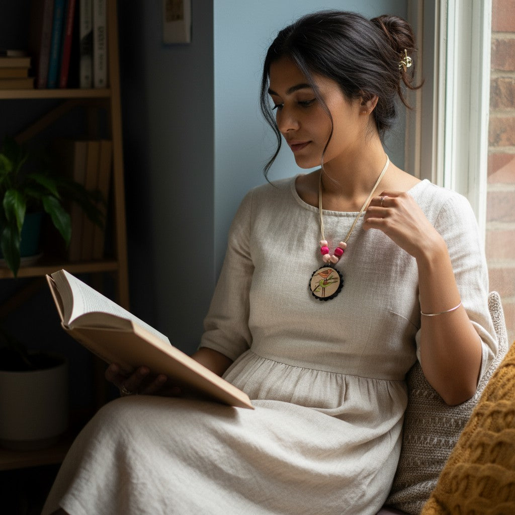 Rangpakhi Hand-painted Necklace