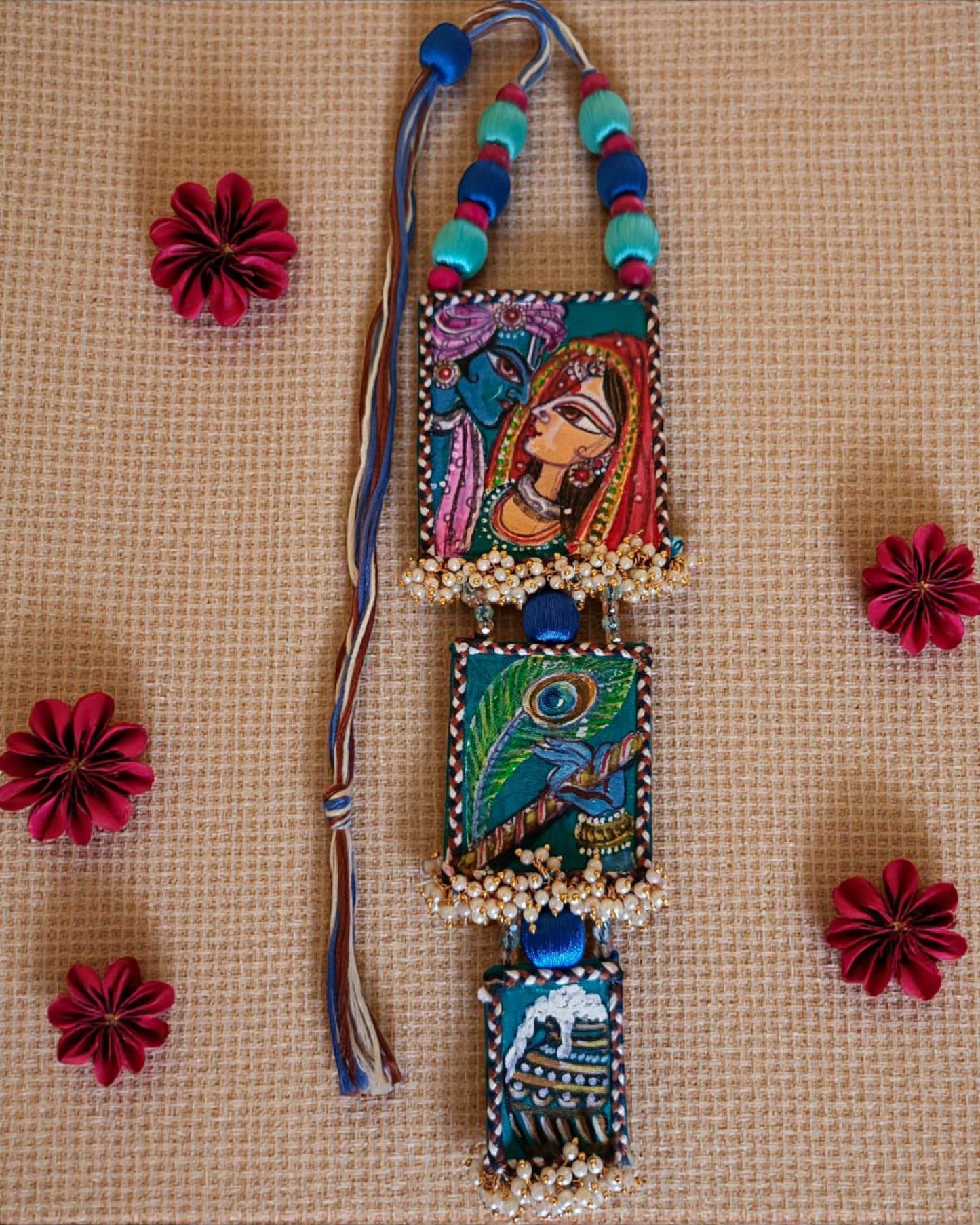 Radha Krishna Hand-painted Necklace