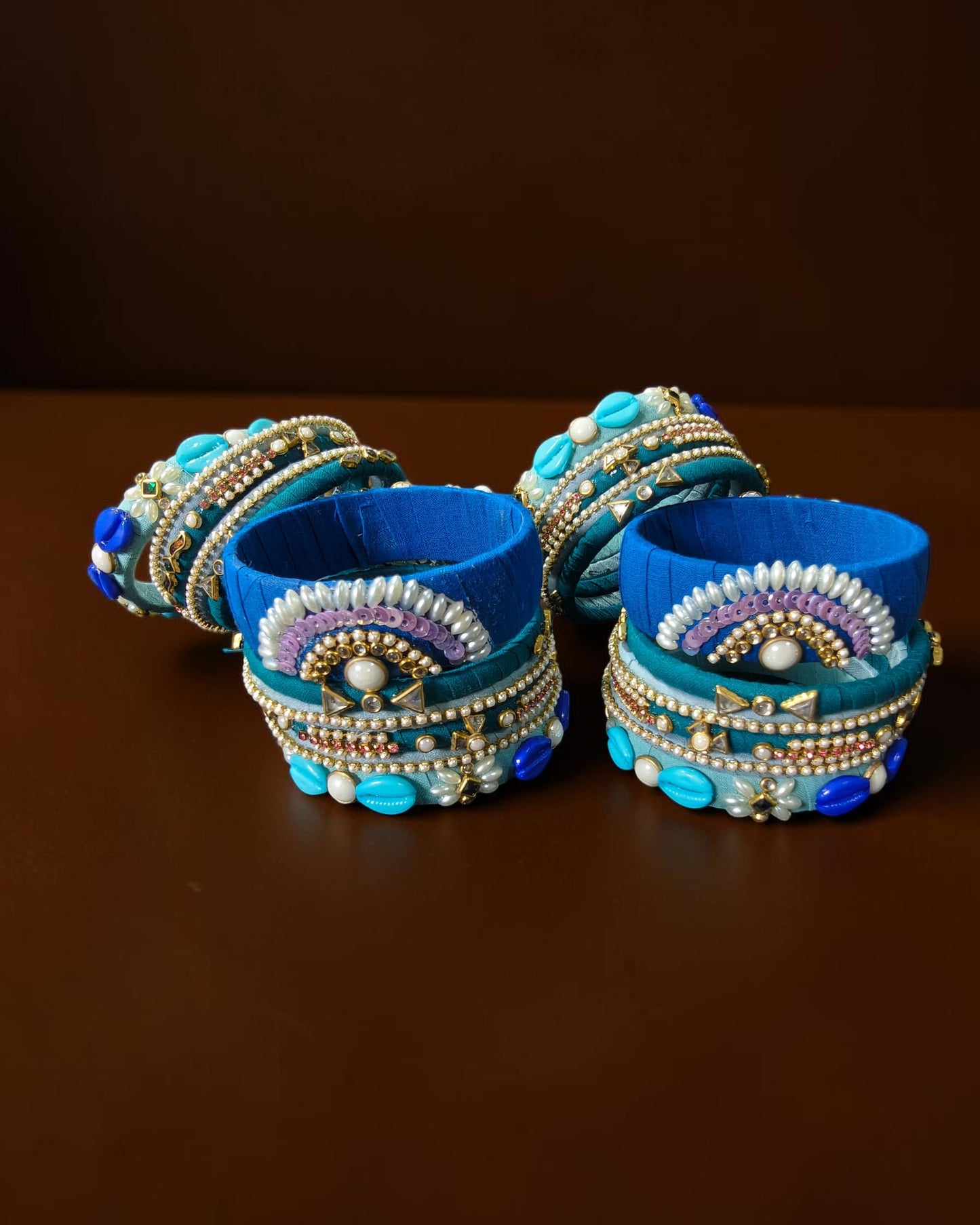 Neel Tarang Embellished Fabric Bangle Set
