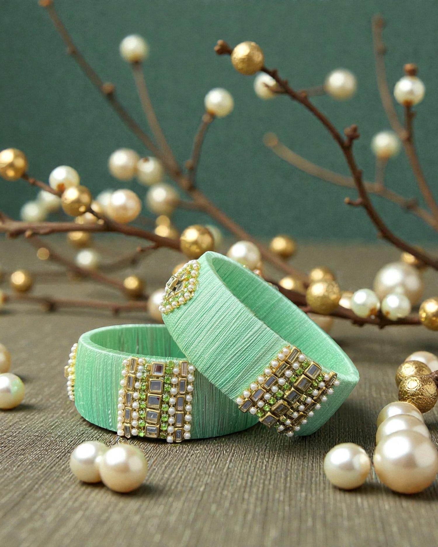 The Kundan Silk Bangles