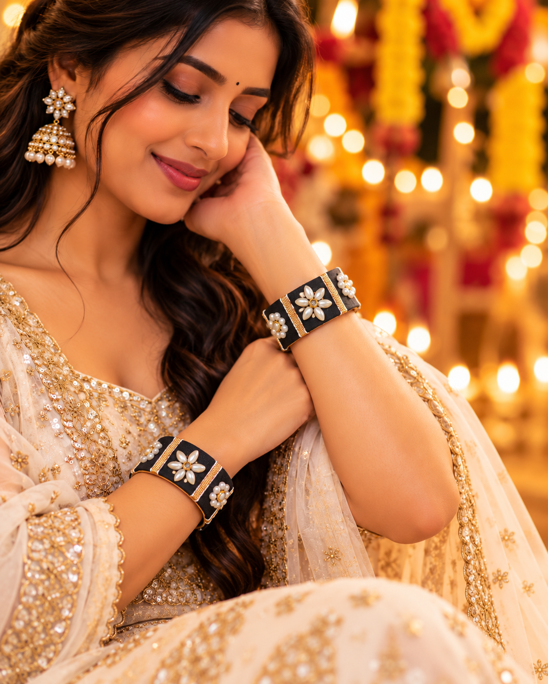 Pearl Petal Fabric Bangles