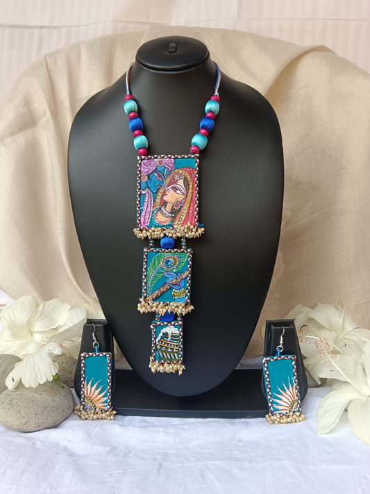 Radha Krishna Hand-painted Necklace