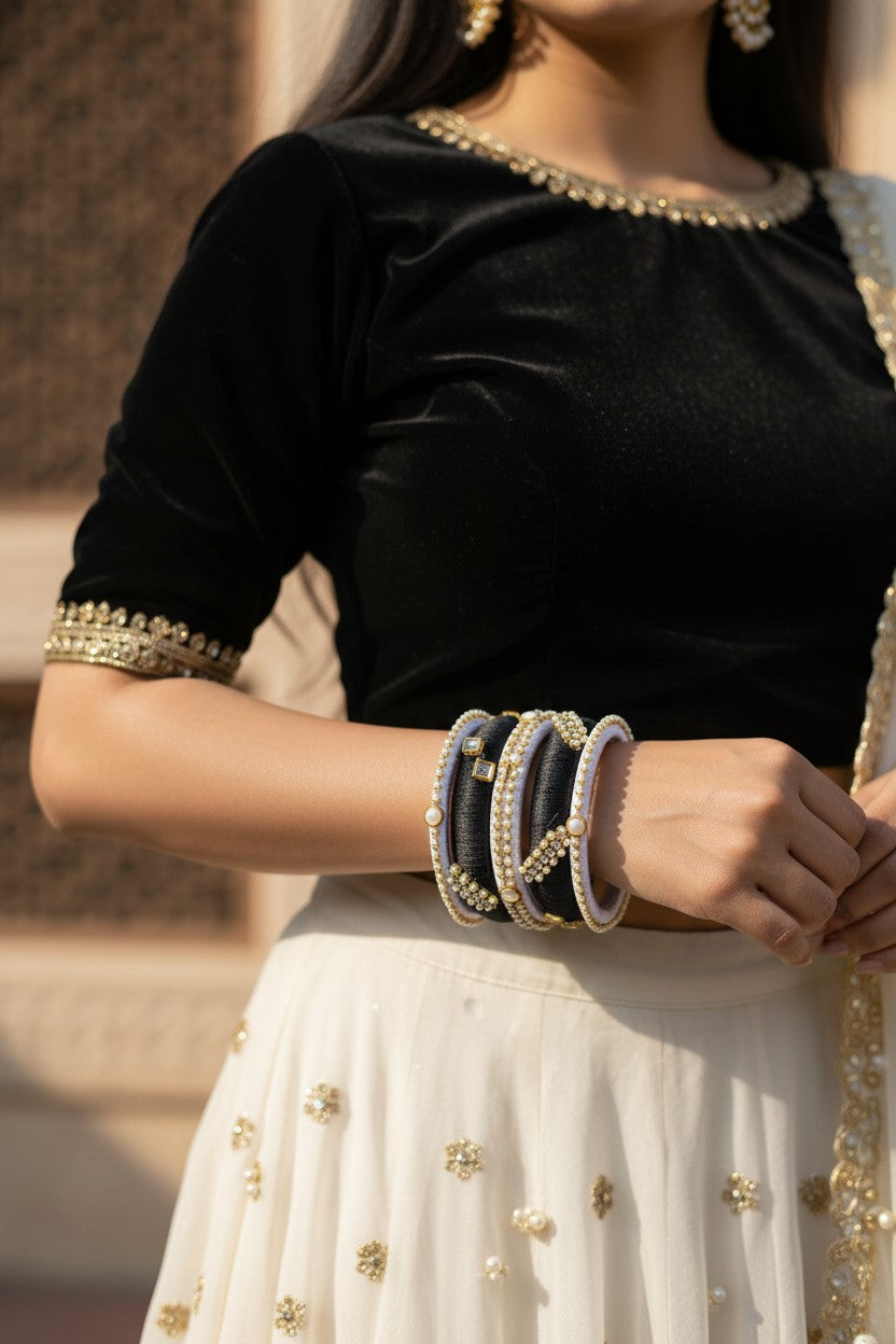 Midnight Pearl Bangles
