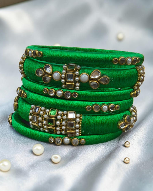 Emerald Kundan Grace Bangles