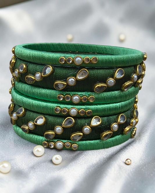 Emerald Kundan Stack Bangles
