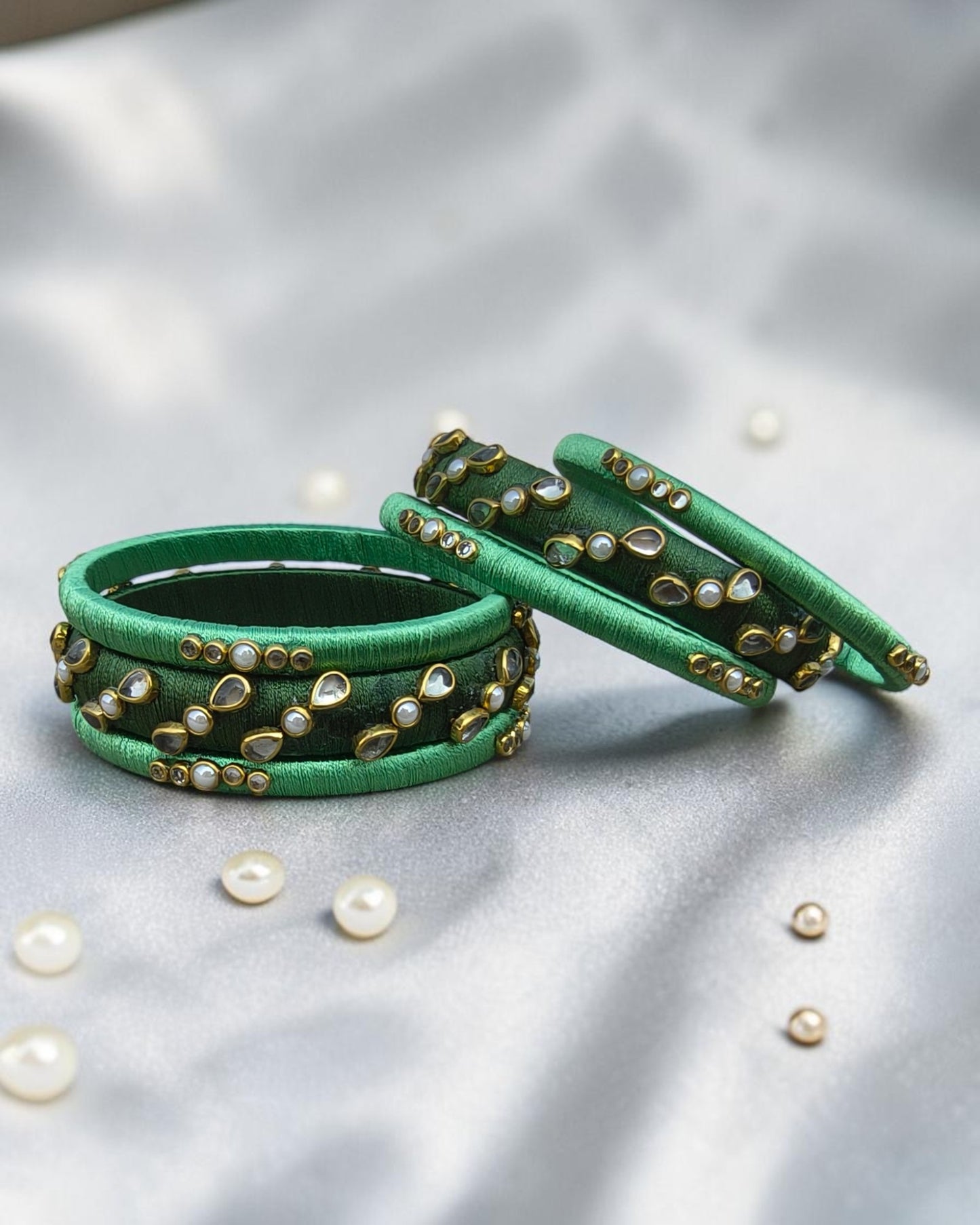 Emerald Kundan Stack Bangles