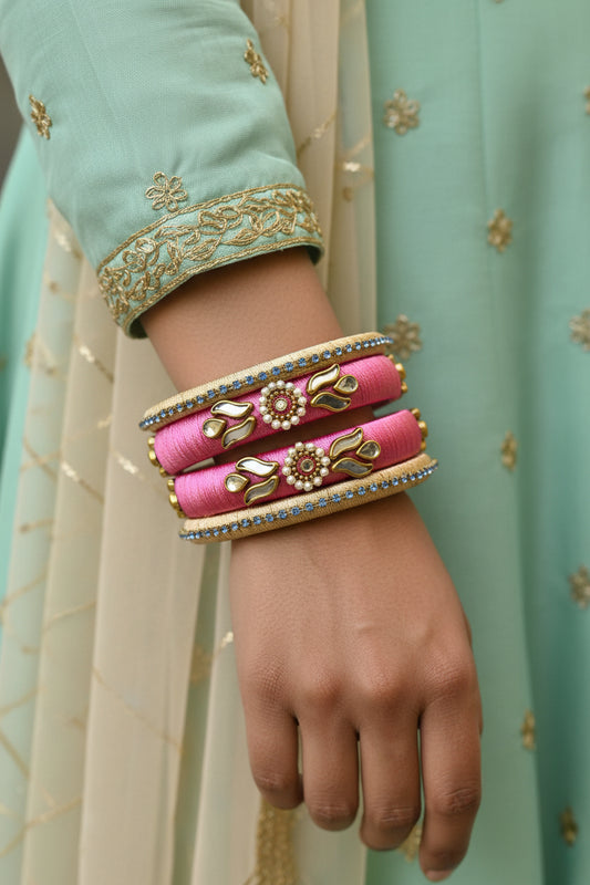 Gulabi Neelam Stack Bangles