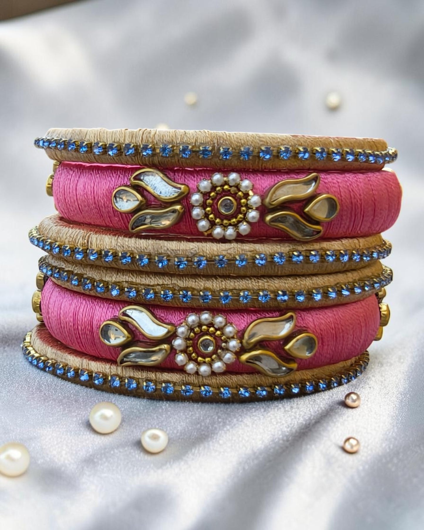 Gulabi Neelam Stack Bangles