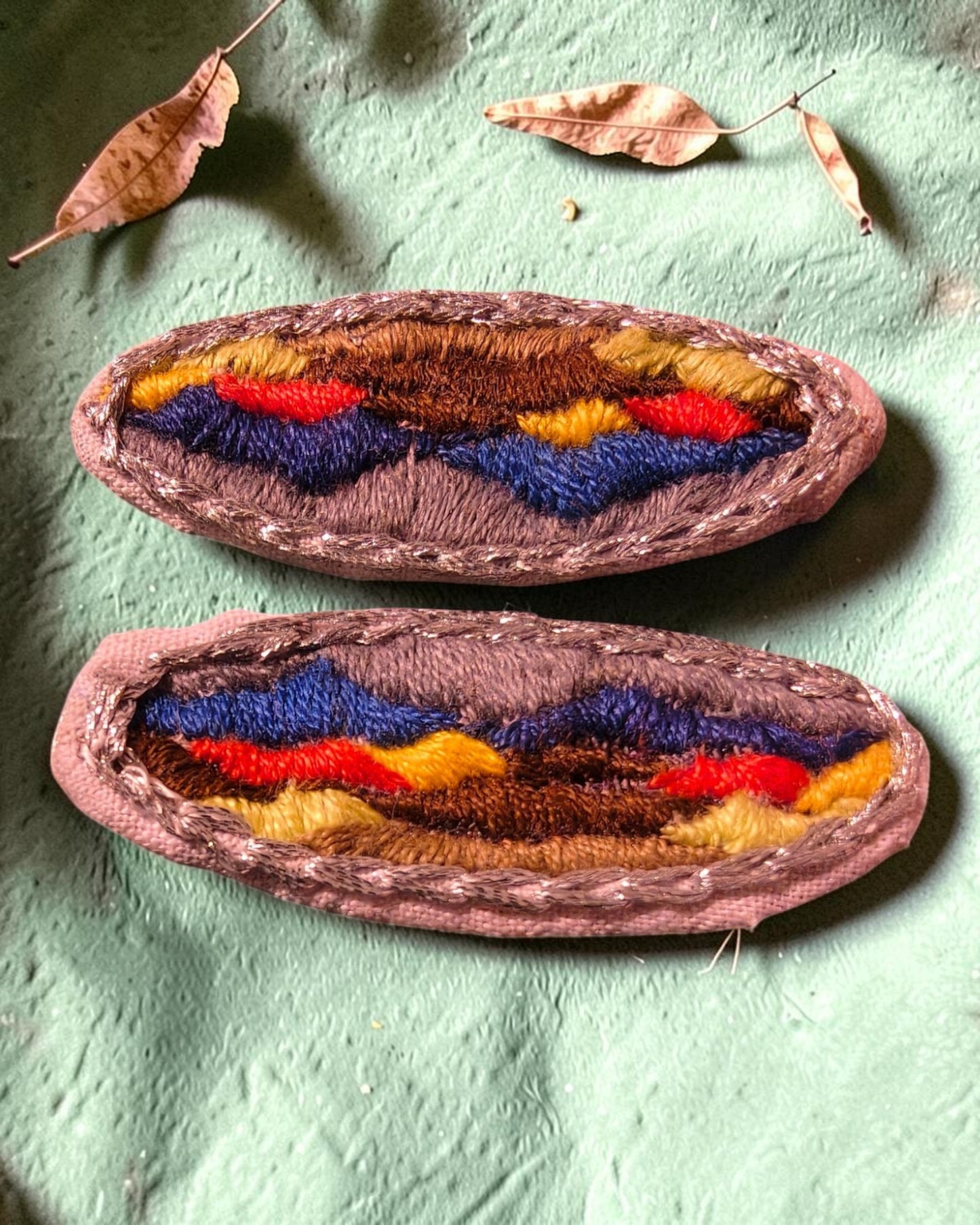 Dusk Over the Hills Embroidered Hair Clips