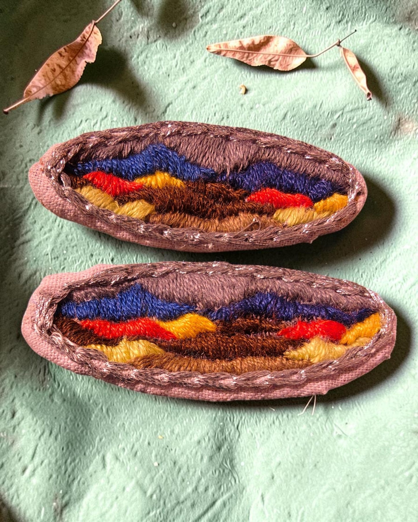 Dusk Over the Hills Embroidered Hair Clips