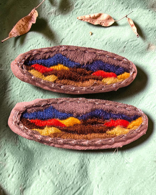 Dusk Over the Hills Embroidered Hair Clips