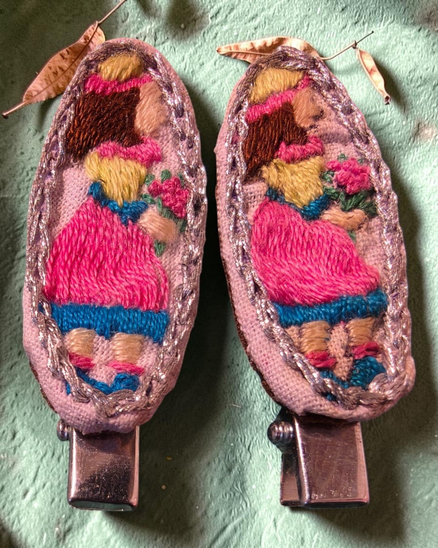 Gulbahaar Hand-Embroidered Hair Clips