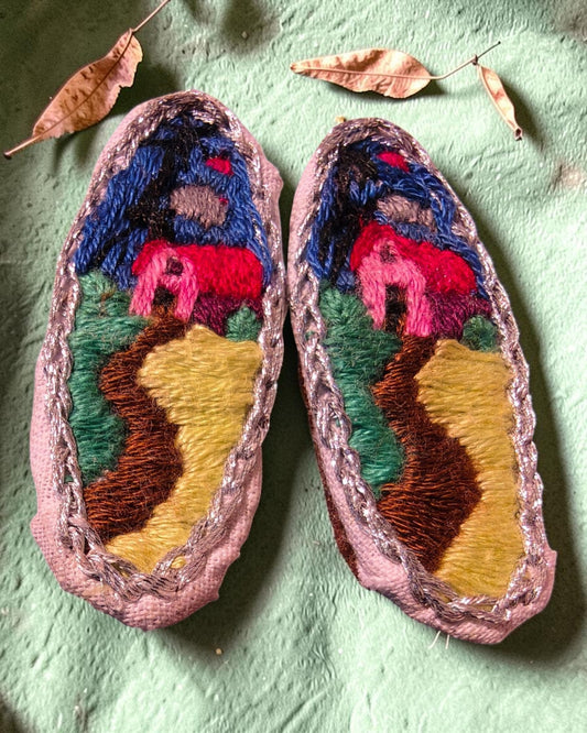 Moonlit Cottage Hand-Embroidered Hair Clips