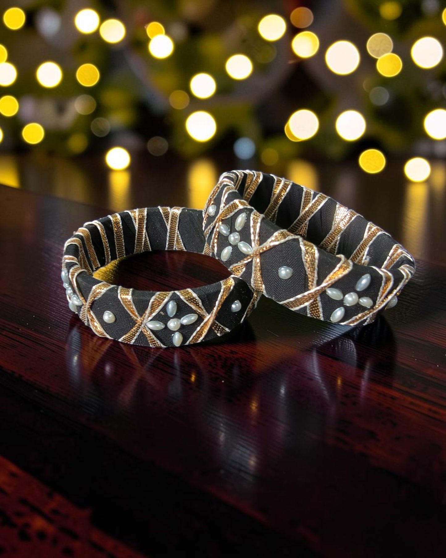 Midnight Bloom Fabric Bangles