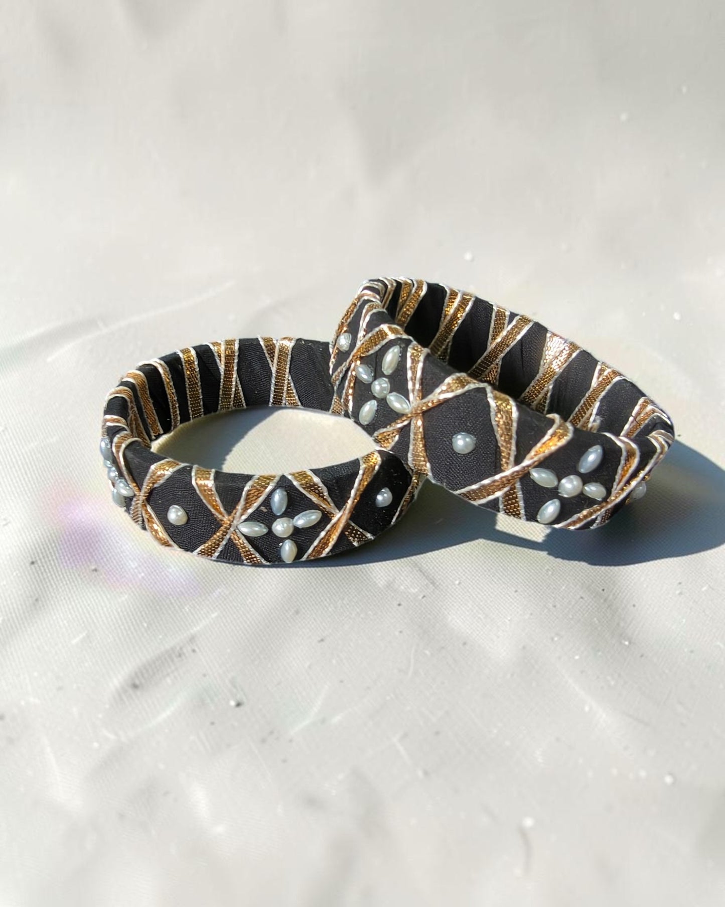 Midnight Bloom Fabric Bangles