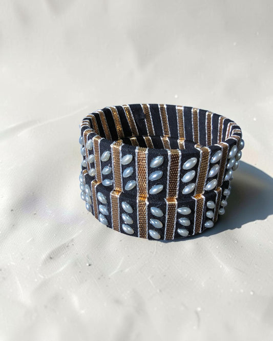 Midnight Pearl Fabric Bangles