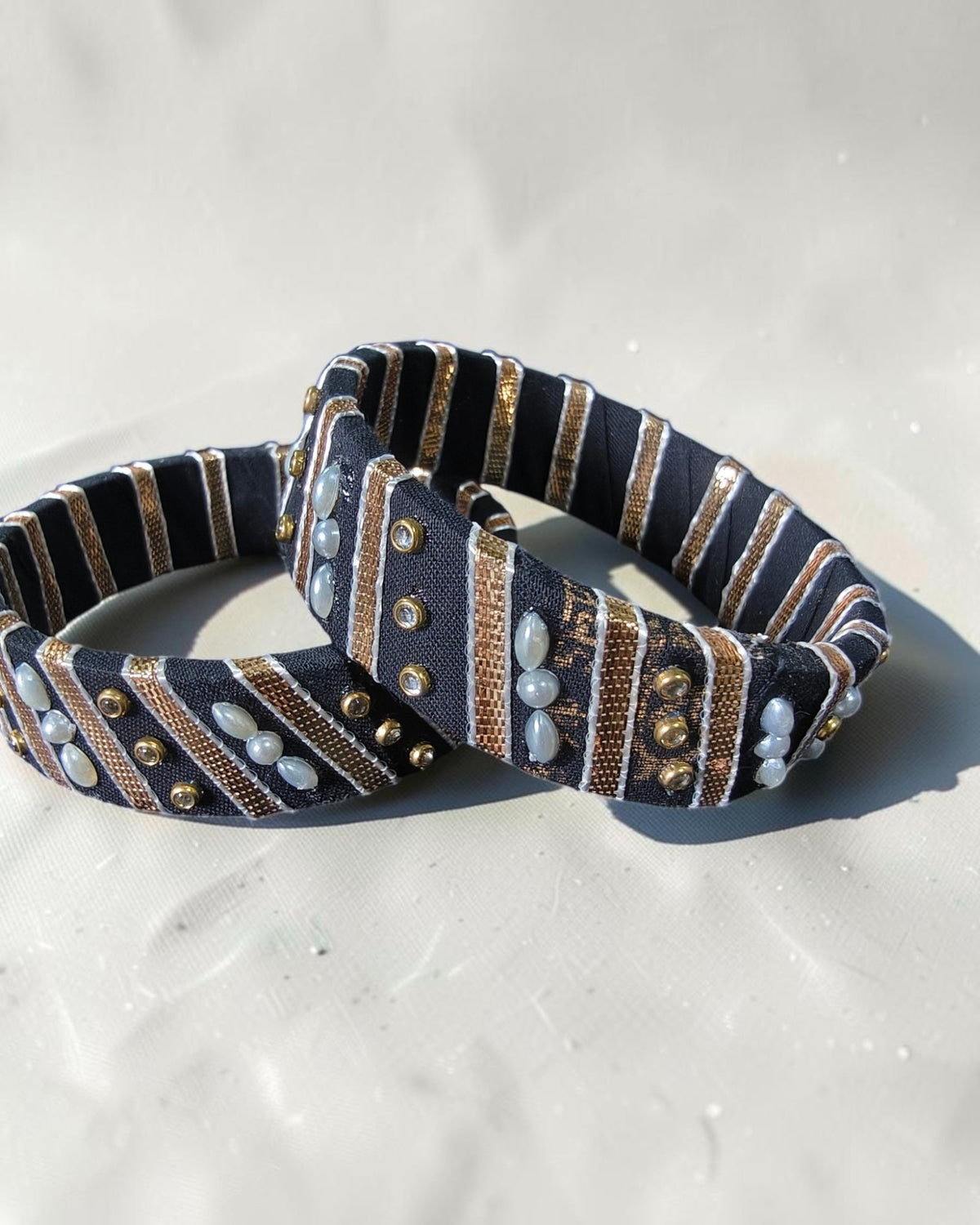 Noil Pearl Fabric Bangles