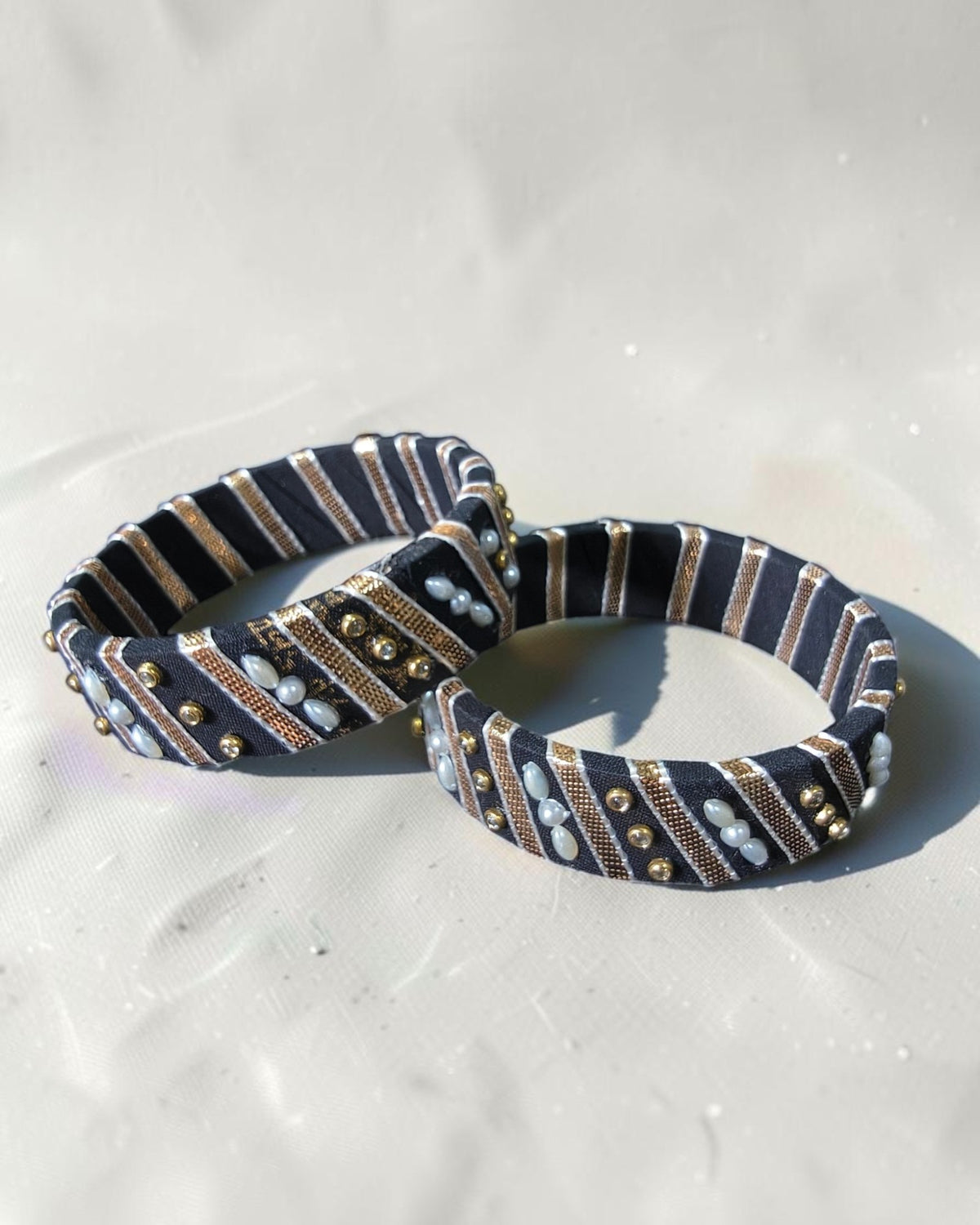 Noil Pearl Fabric Bangles