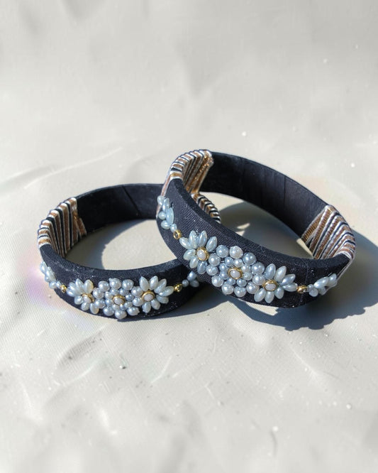 Pearl Bloom Fabric Bangles