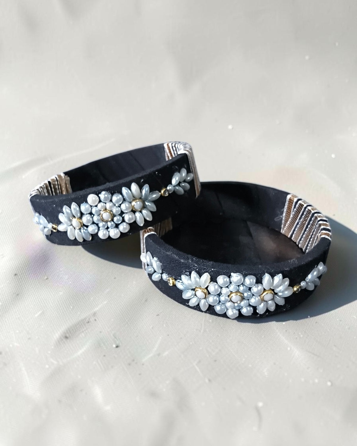 Pearl Bloom Fabric Bangles