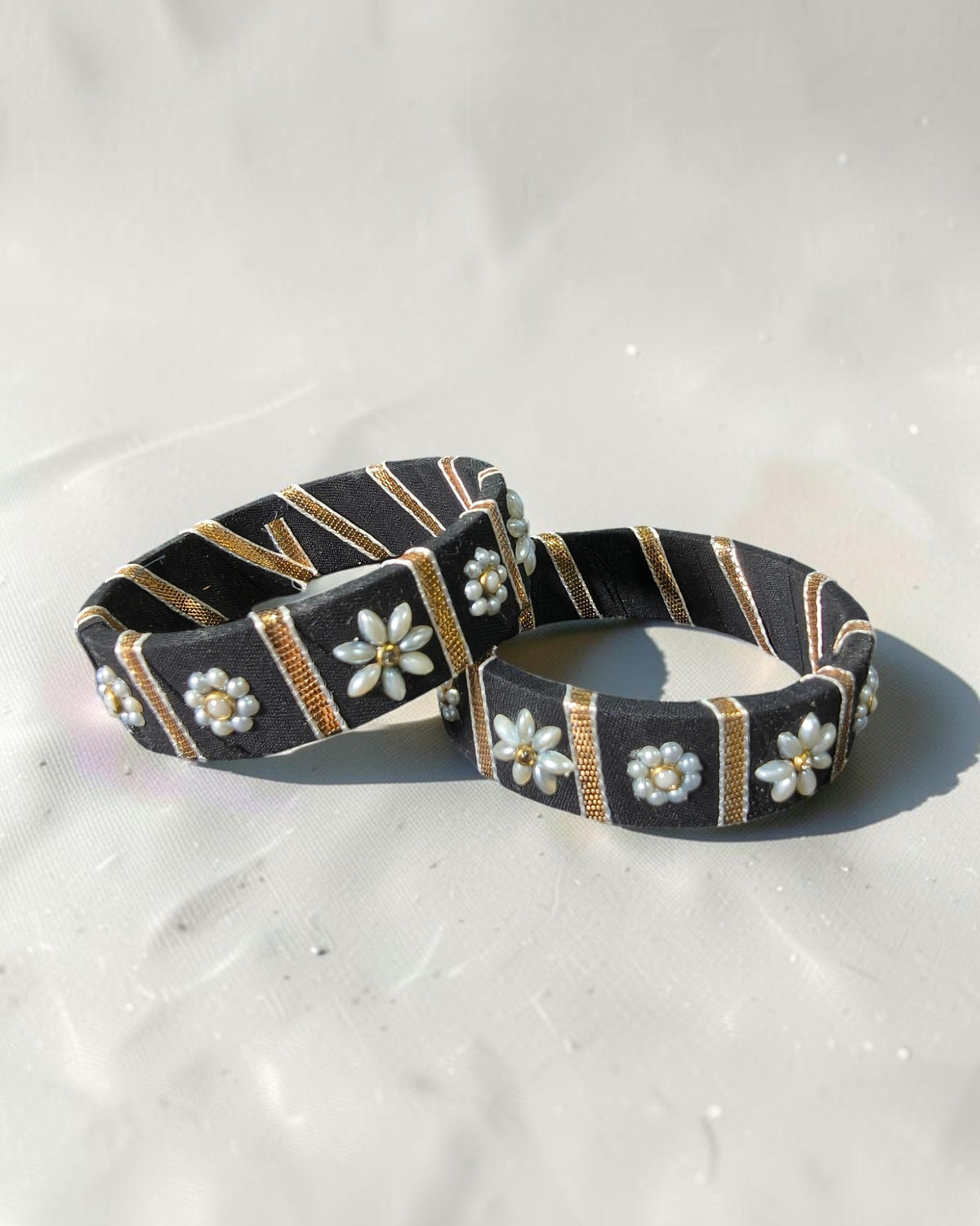 Pearl Petal Fabric Bangles