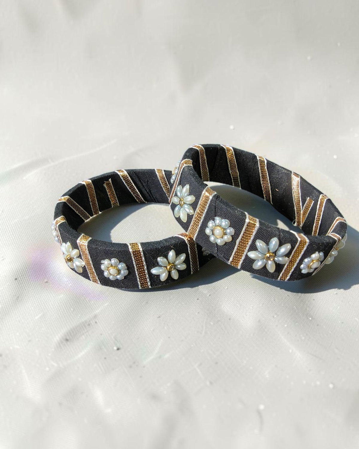 Pearl Petal Fabric Bangles