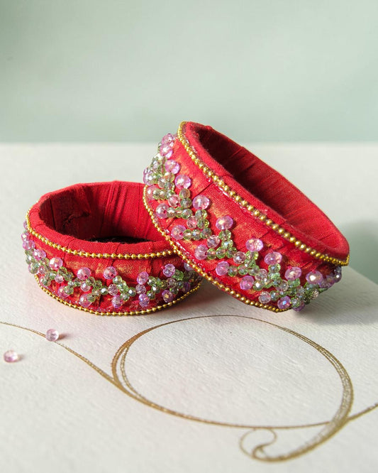 Rosy Vine Fabric Bangles