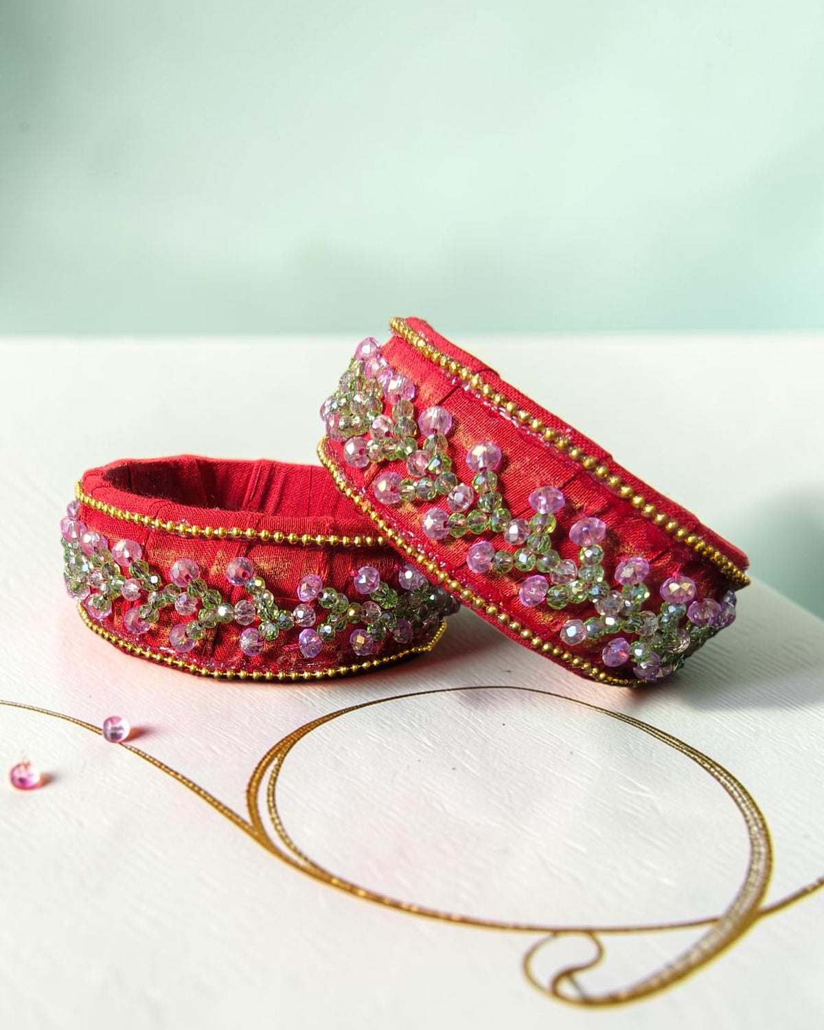 Rosy Vine Fabric Bangles