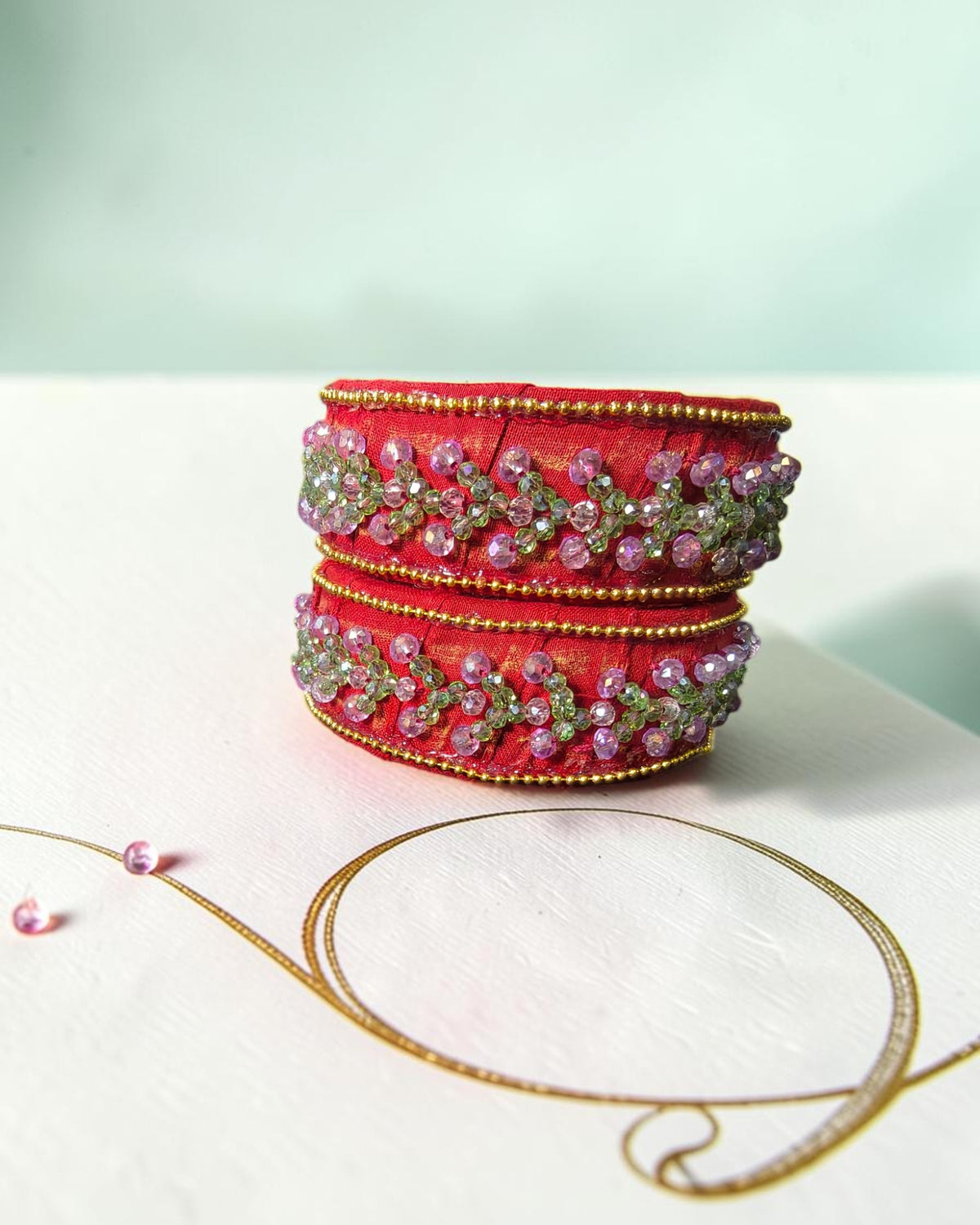 Rosy Vine Fabric Bangles