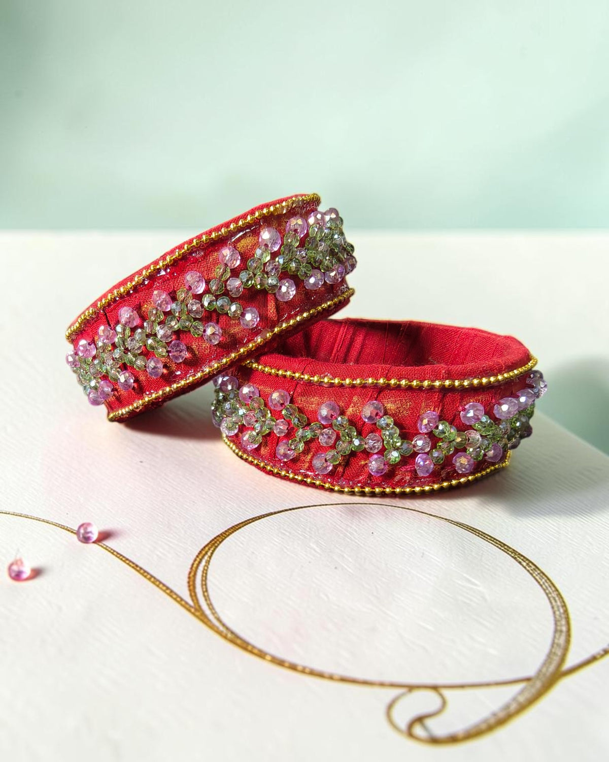 Rosy Vine Fabric Bangles