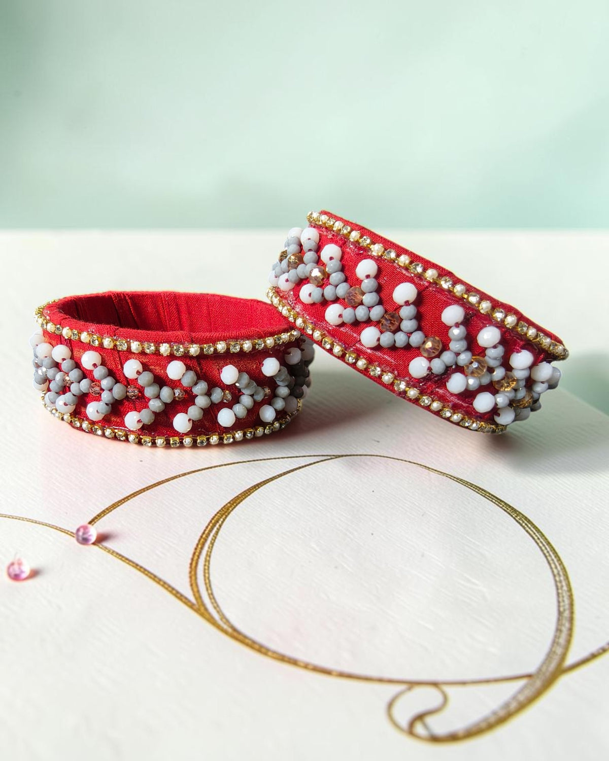 Ivory Bloom Fabric Bangles