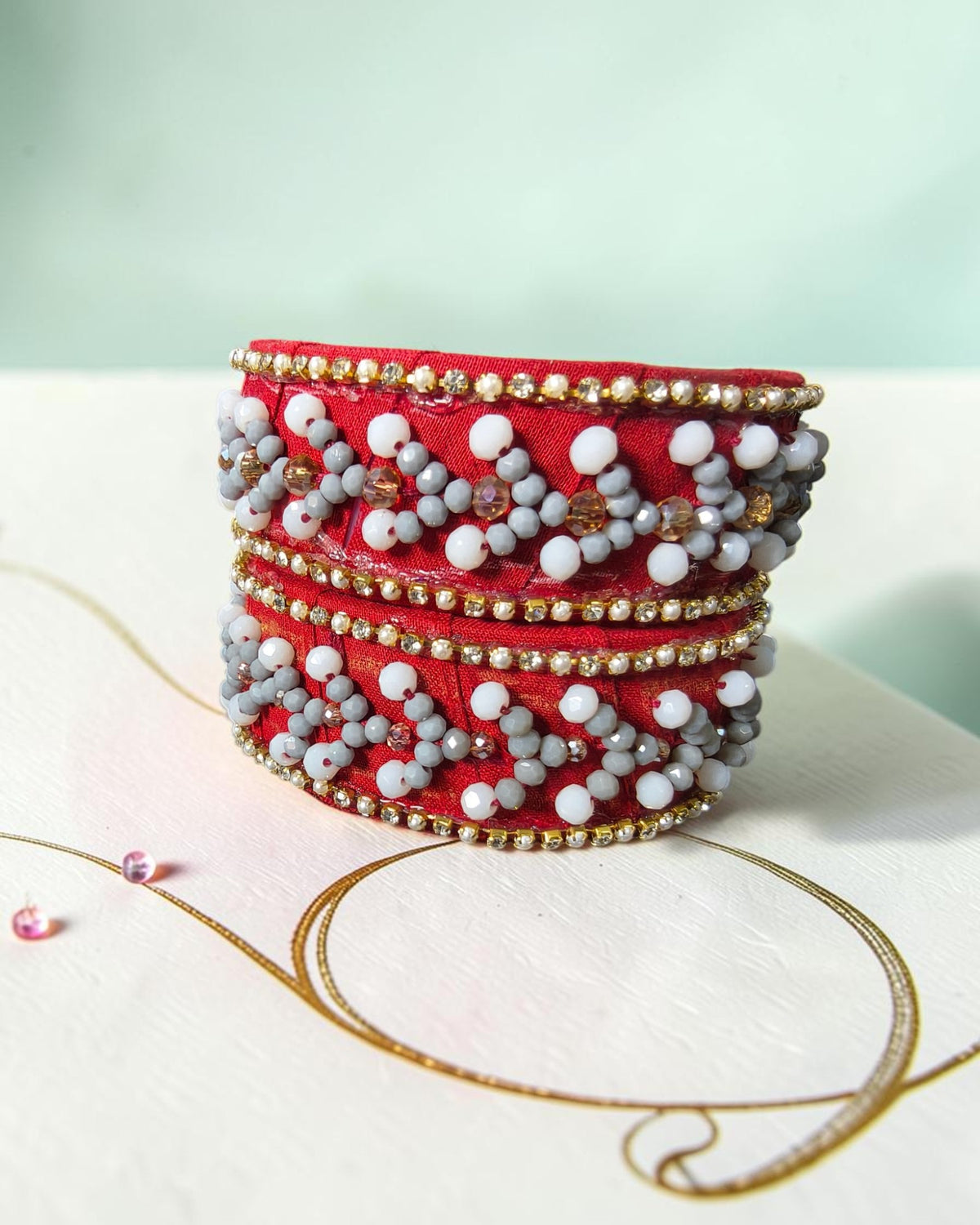 Ivory Bloom Fabric Bangles