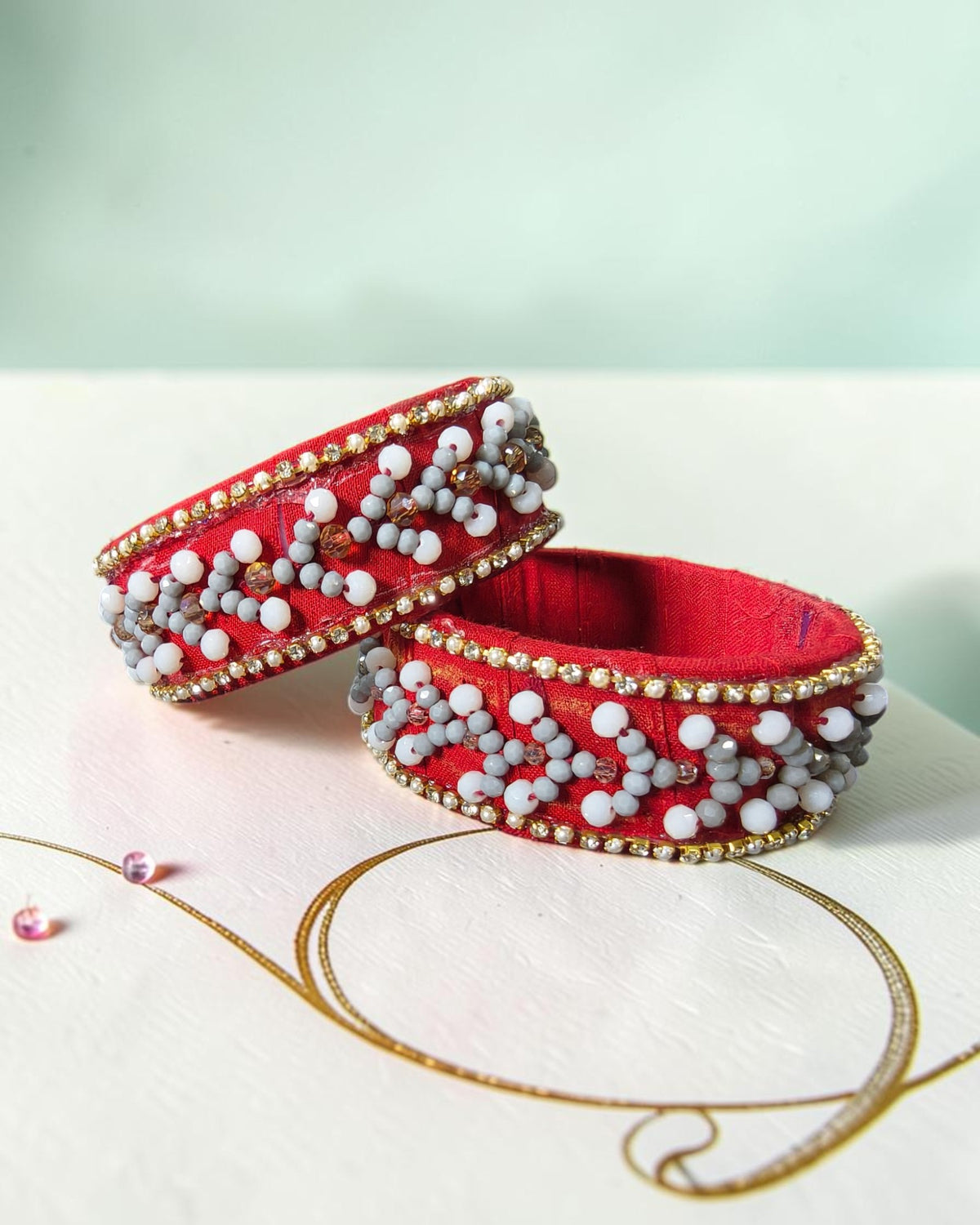 Ivory Bloom Fabric Bangles