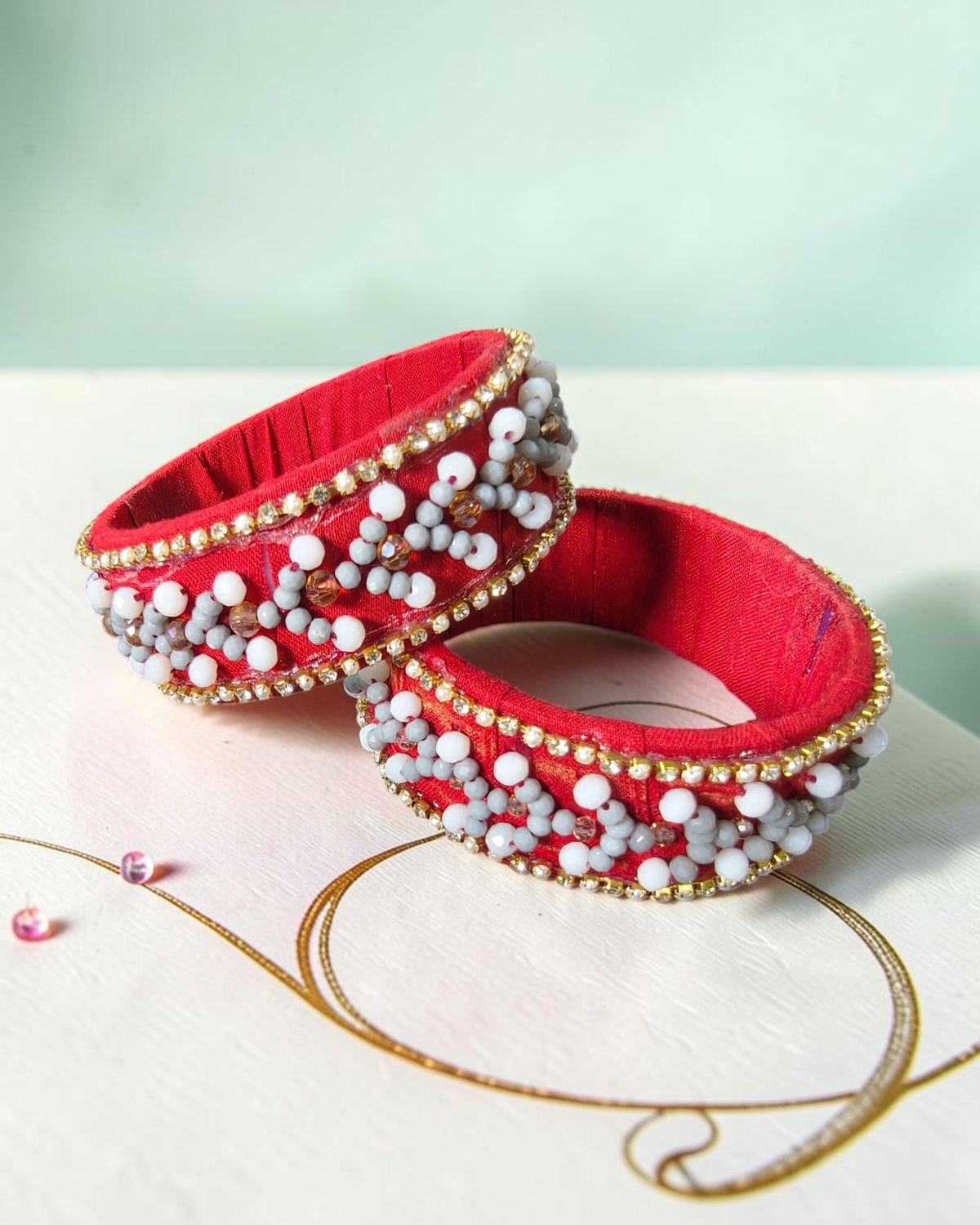 Ivory Bloom Fabric Bangles