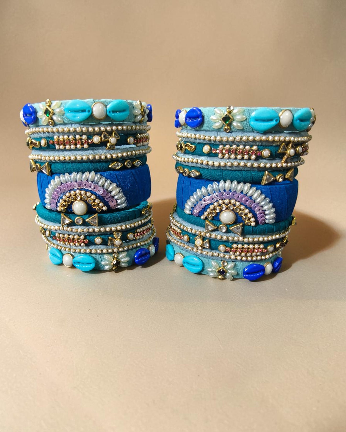 Neel Tarang Embellished Fabric Bangle Set