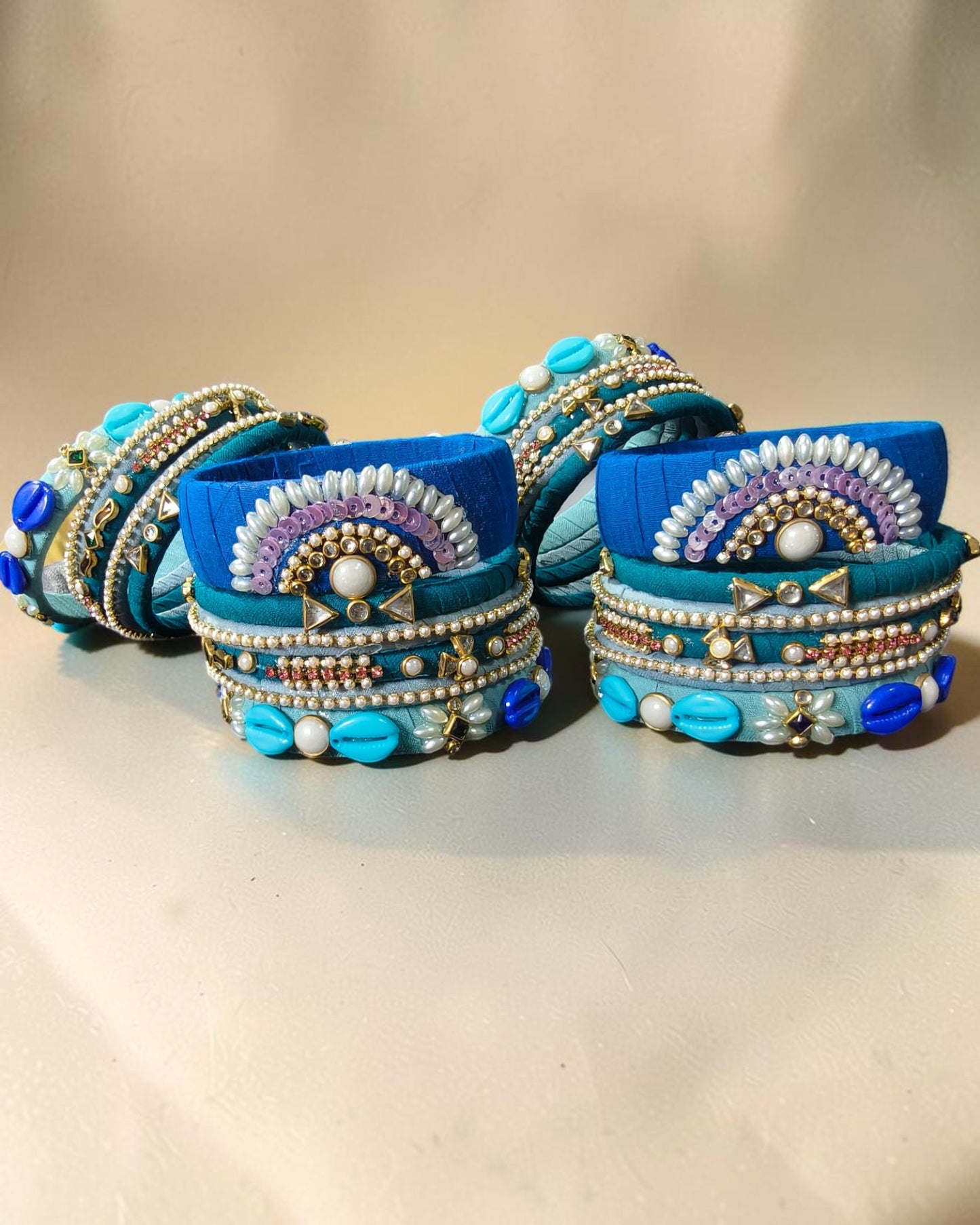 Neel Tarang Embellished Fabric Bangle Set