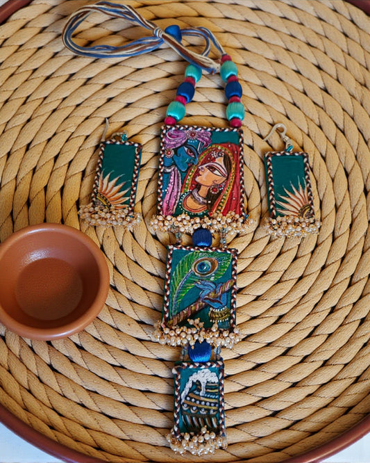 Radha Krishna Hand-painted Necklace