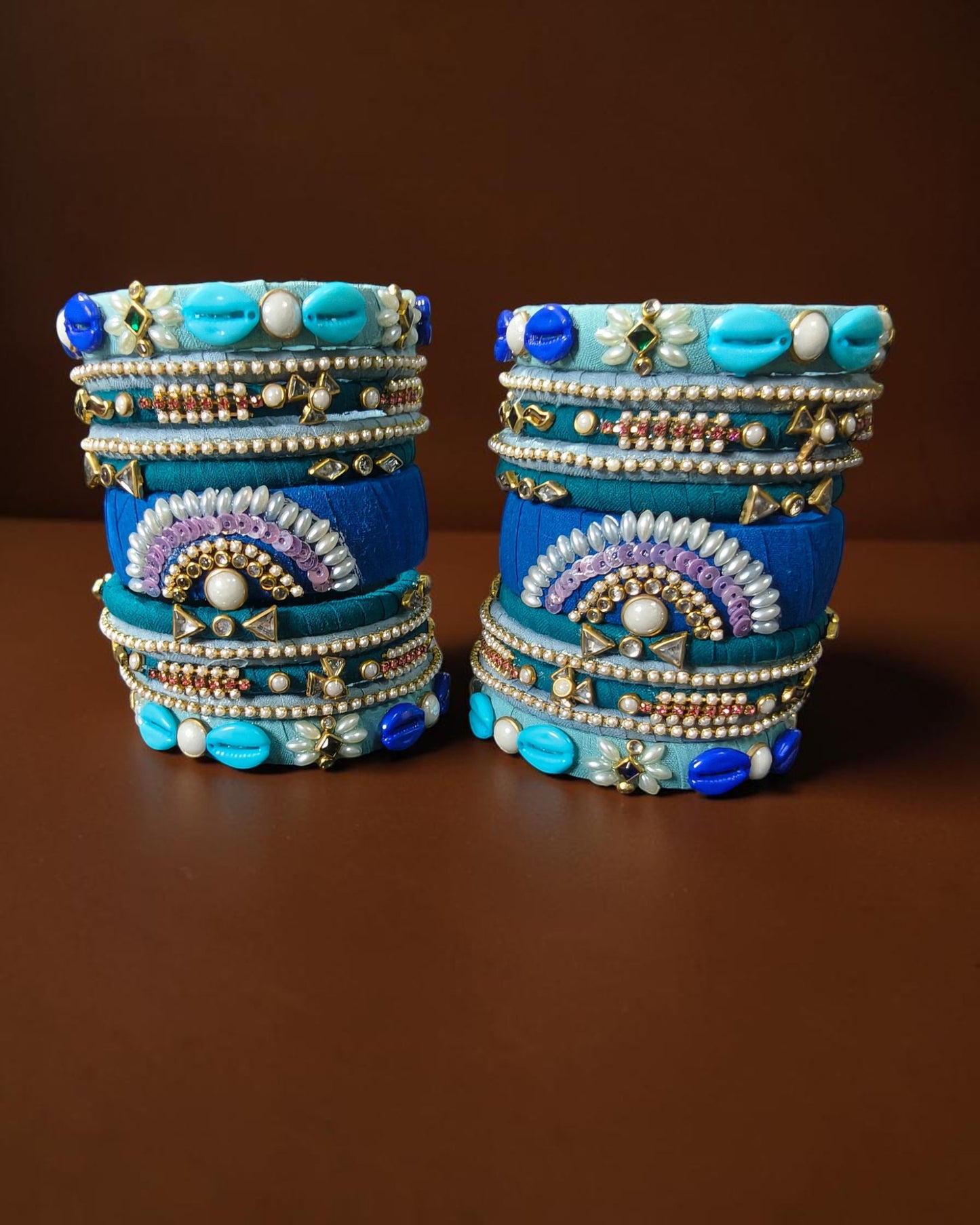 Neel Tarang Embellished Fabric Bangle Set