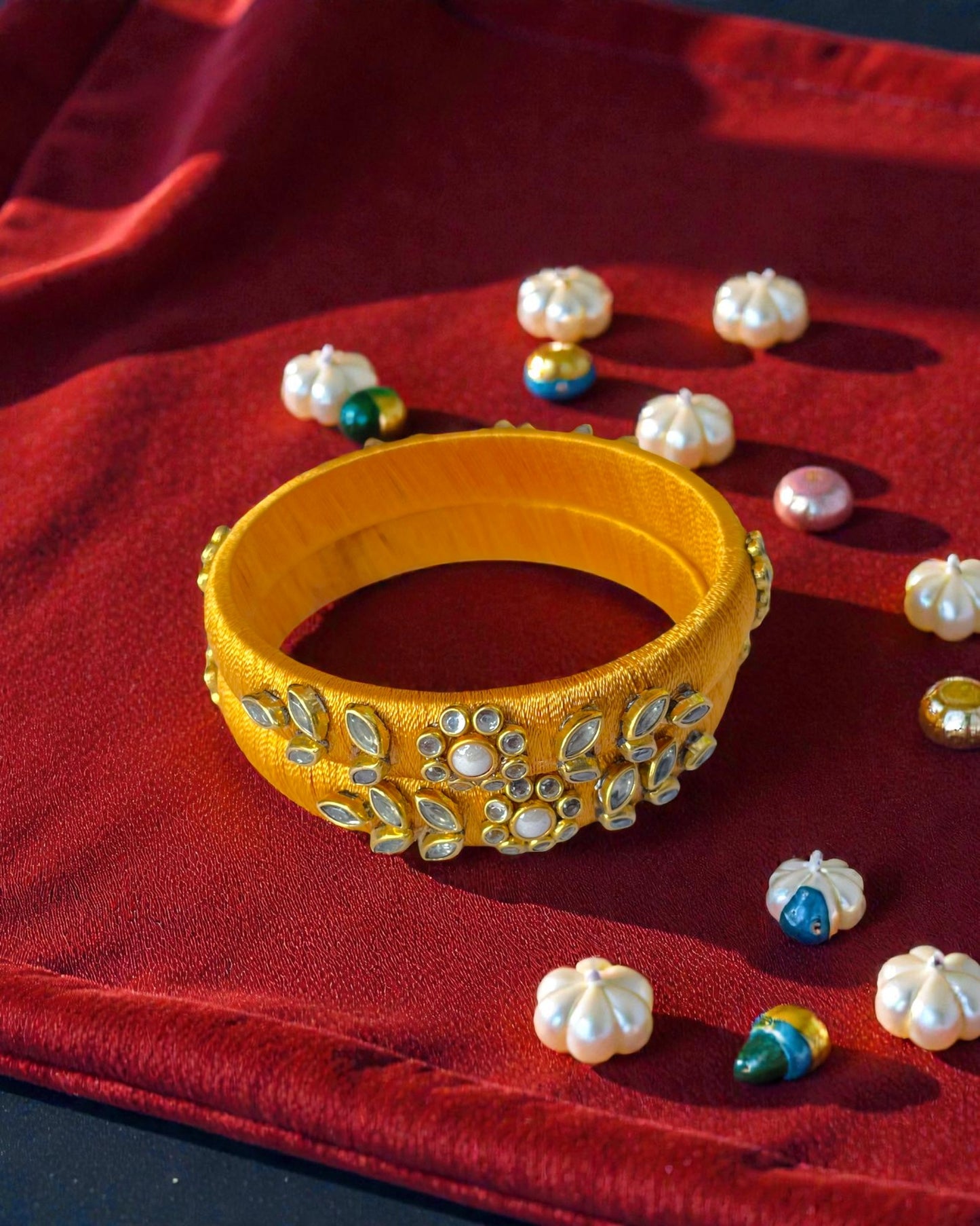 Kesar Kundan Silk Bangles
